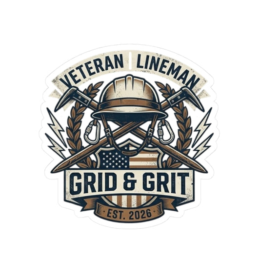 Veteran Lineman 'Grid & Grit' Kiss-Cut Sticker
